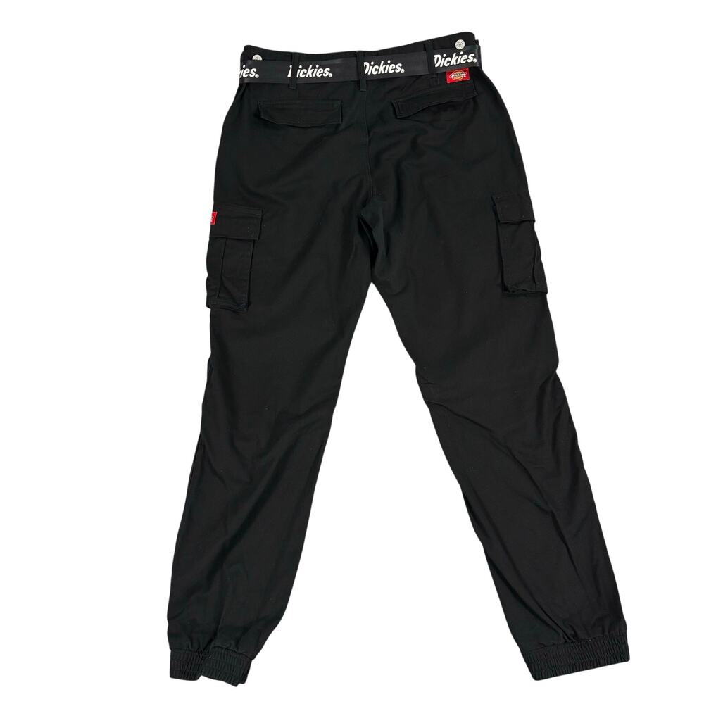 Dickies Black Cargo Pants Joggers Womens Size 9/29 Logo Belt Utility Streetwear - Picture 2 of 12